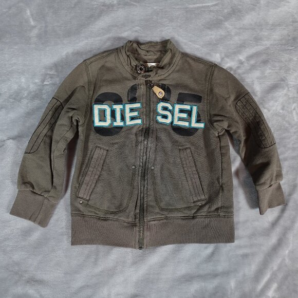 Diesel Other - Diesel Embroidered Sweatshirt Toddler Size 5T Full Zip Washed Green